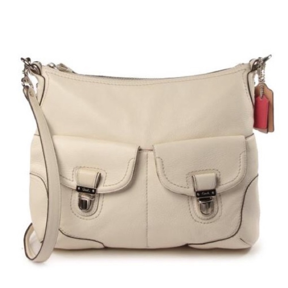 Vtg Coach Poppy Avery hobo/crossbody bag white pebbled leather